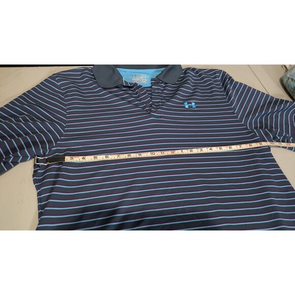 Under Armour Heatgear Short Sleeve Polo Shirt Men's XL Gray Blue Maroon Stripes - Picture 4 of 7